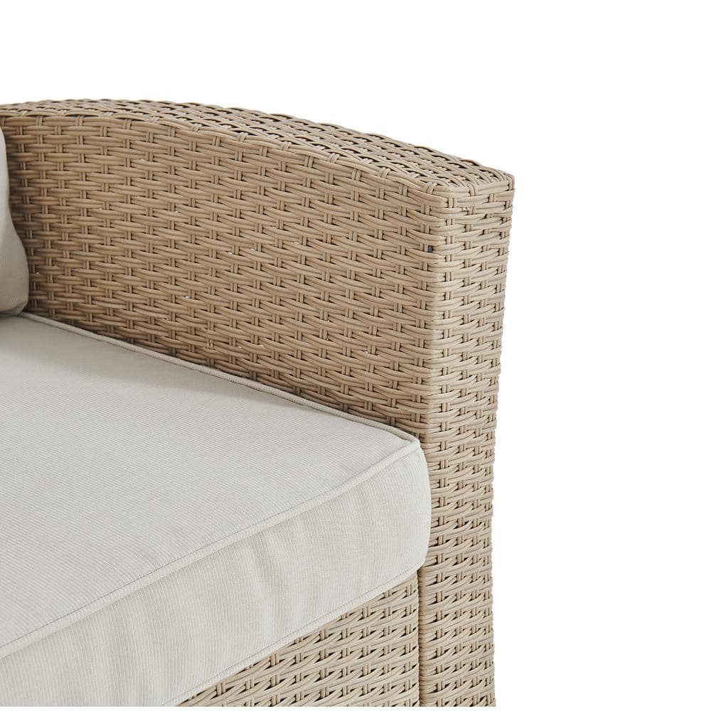 Alaterre Furniture Canaan Beige Stationary AllWeather Wicker Outdoor Lounge Chair with Cream Cushions