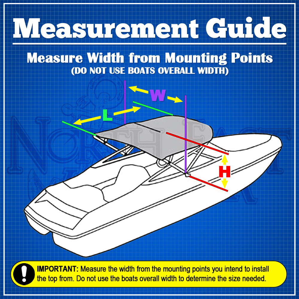 NEH 3-Bow Bimini Top - 6ft Length x 46