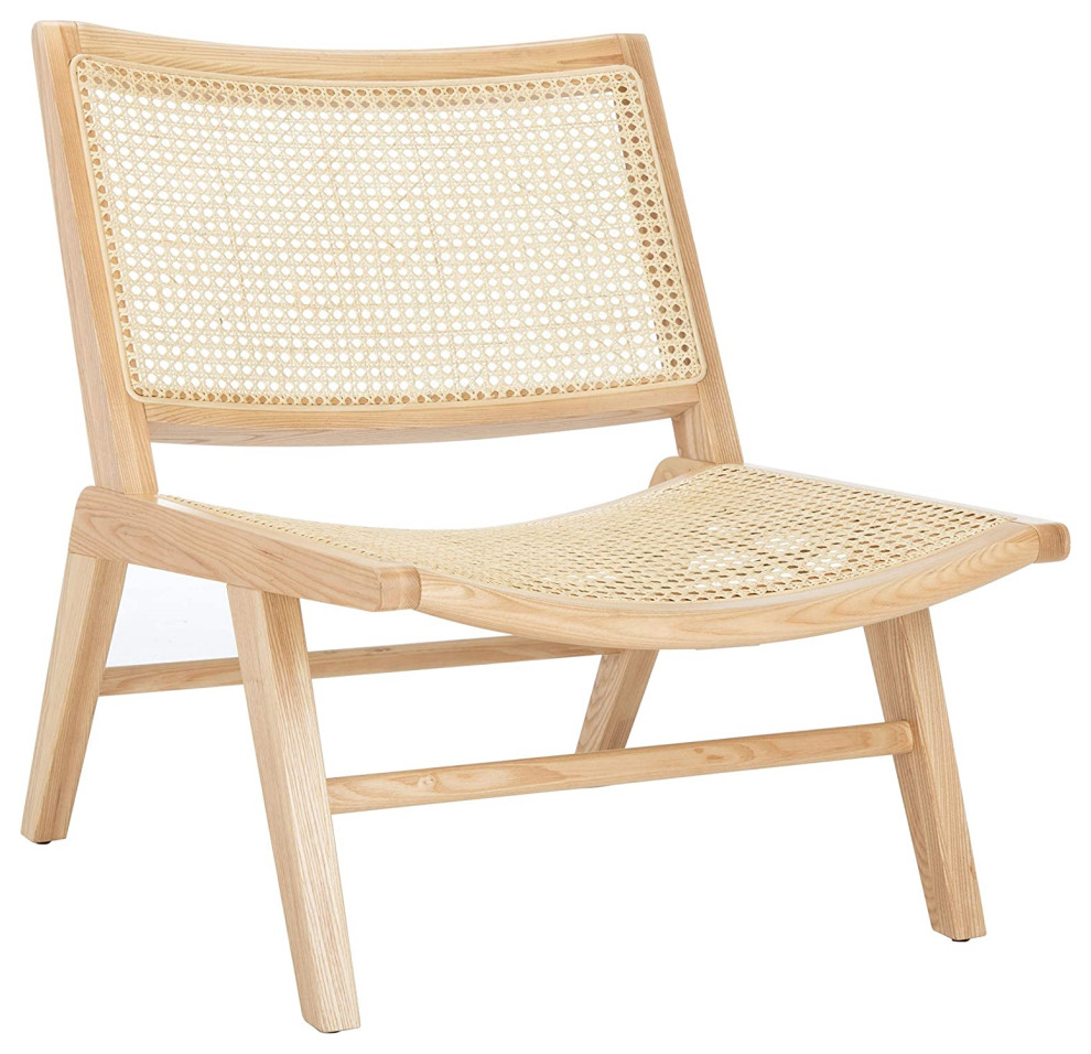 Coastal Accent Chair  Natural Wooden Frame With Rattan Seat  ampBack  Unfinished   Transitional   Armchairs And Accent Chairs   by Decor Love  Houzz