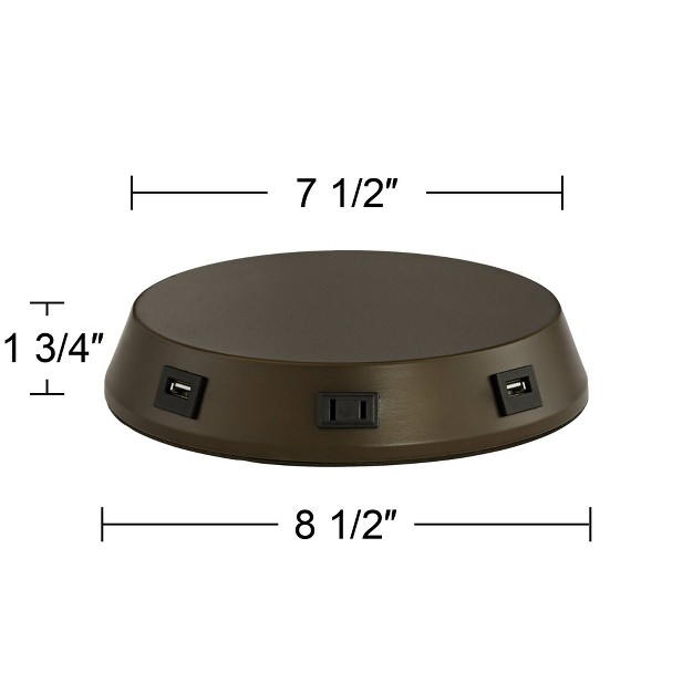 Tall With Usb And Outlet In Workstation Base Bronze Metal Double Drum Shade For Bedroom Living Room House Home Bedside