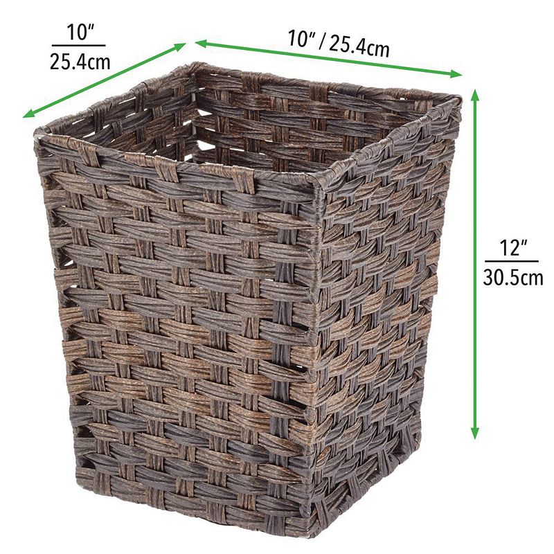 mDesign Woven Square Trash Can Wastebasket， Garbage Container Bin