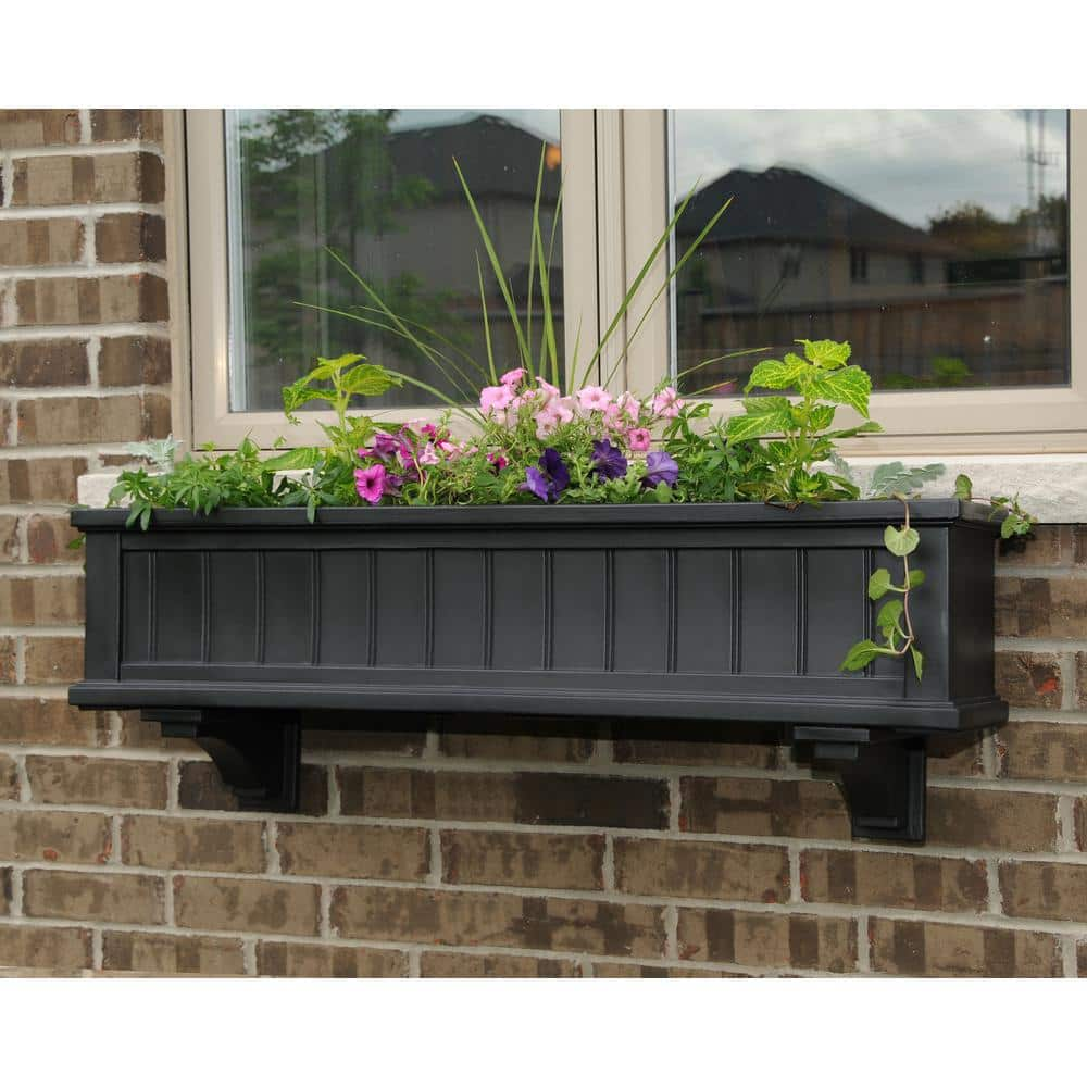 Mayne Cape Cod 48 in. x 11 in. Self-Watering Black Polyethylene Window Box 4841-B