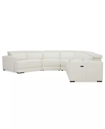 Furniture Jenneth 6-Pc. Leather Sofa with 2 Power Motion Recliners and Cuddler