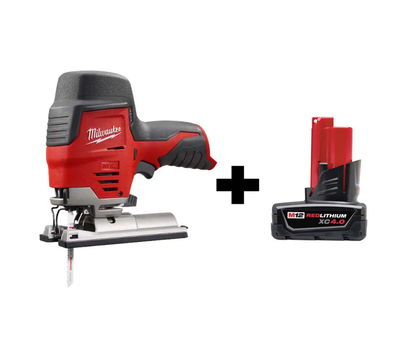 Milwaukee 2445-20-48-11-2440 M12 12V Lithium-Ion Cordless Jig Saw with 4.0 Ah Battery