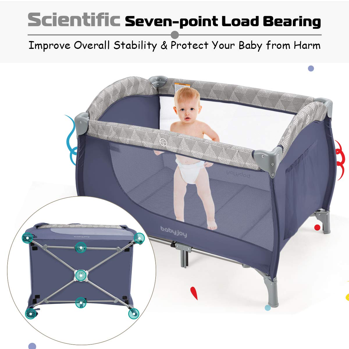 BABY JOY Pack and Play, 3 in 1 Portable Baby Playard with Changing Table