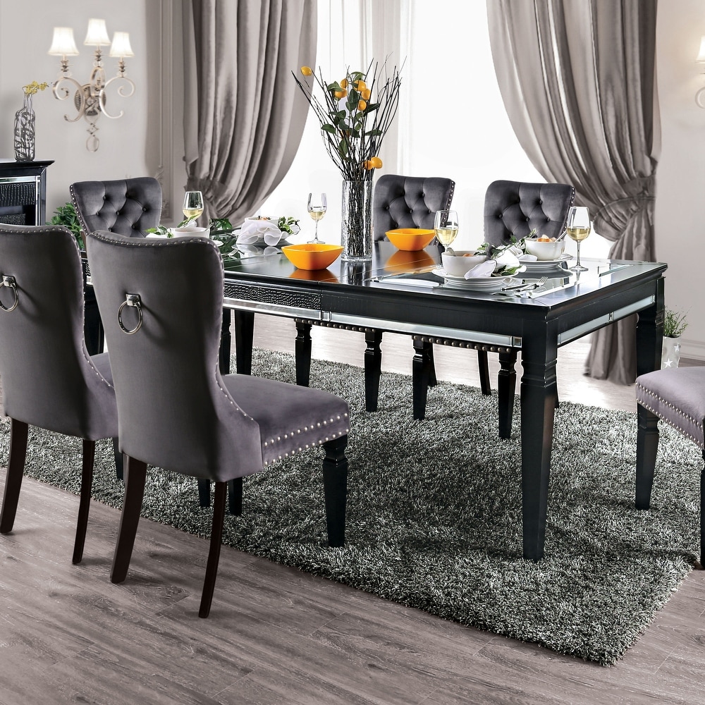 Silver Orchid Amann Contemporary Black 84 inch Glass Top Dining Table