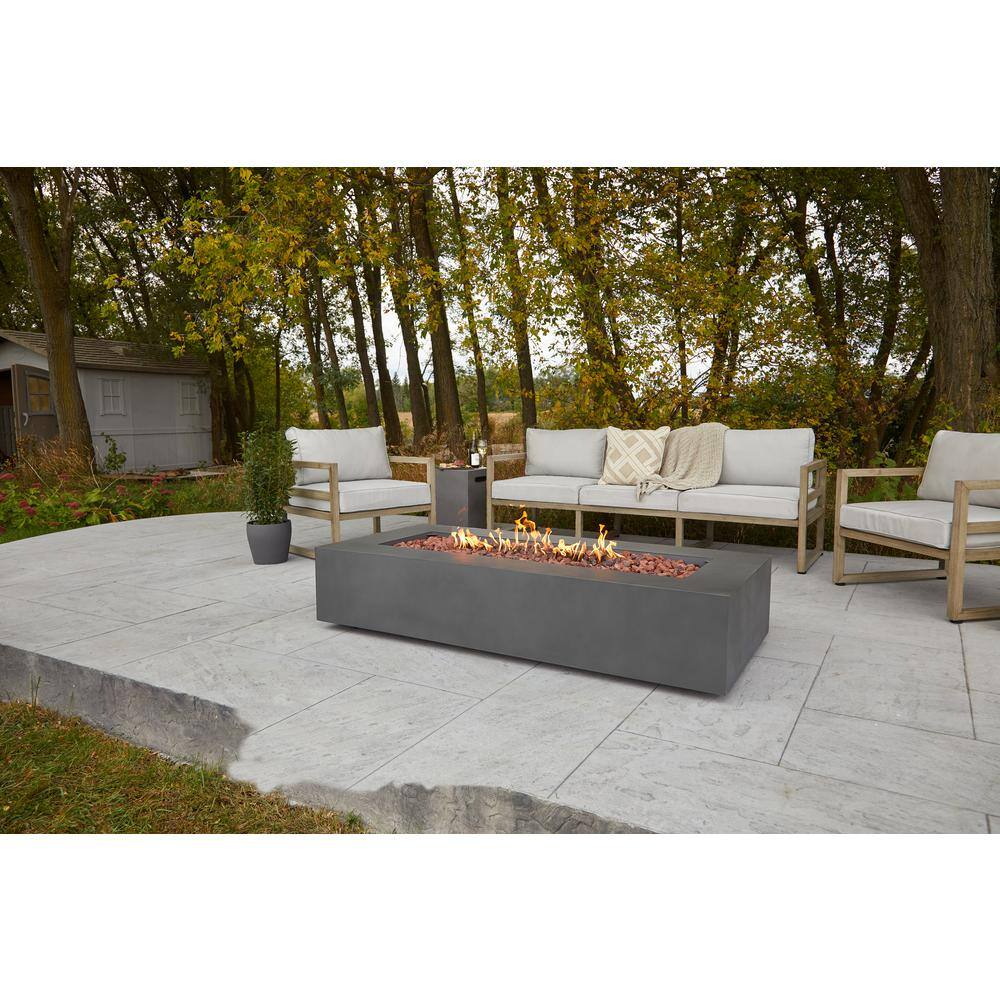 Real Flame Aegean 32 in. W x 70 in. L Outdoor Powder Coated Steel Rectangle Propane in Slate Fire Table in Weathered Slate C9814LP-WSLT