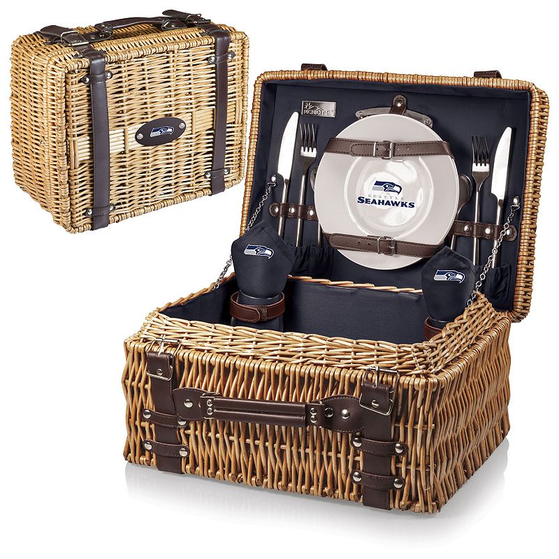 Picnic Time Seattle Seahawks Champion Willow Picnic Basket with Service for 2