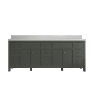 Willow Collections Sonoma 84 in. W x 22 in. D x 36 in. H Double Sink Bath Vanity in Pewter Green with 2 in. Carrara Quartz Top SON_PGN_CARQZ_84