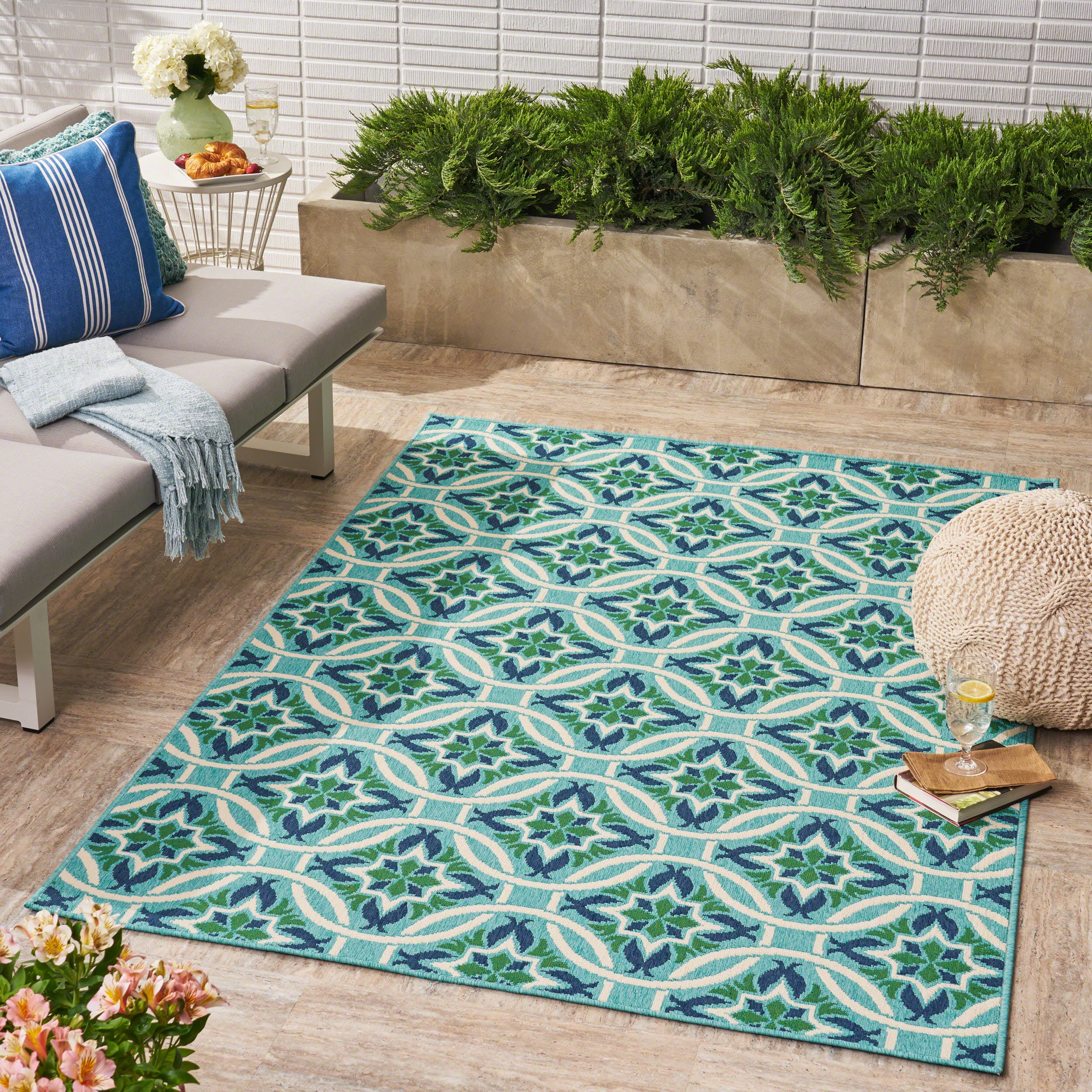 Alger Outdoor Geometric Area Rug