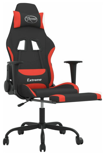 vidaXL Gaming Chair Computer Chair with Footrest Black and Light Gray Fabric   Massage Chairs   by vidaXL LLC  Houzz