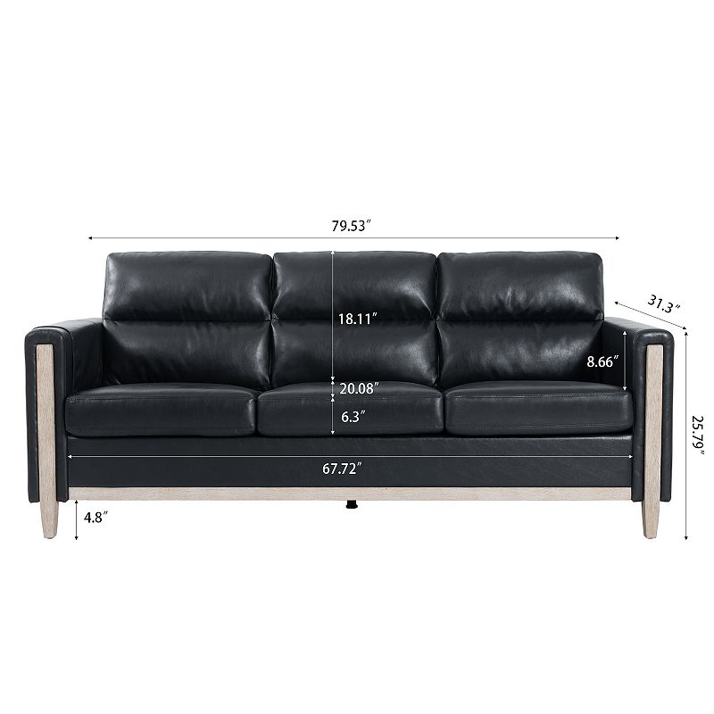 F.c Design Sofa Couch For Living Room - Solid Wood 3 Seater Sofa