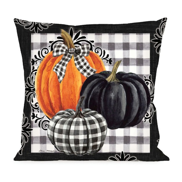 Evergreen Pumpkin Check Interchangeable Pillow Cover