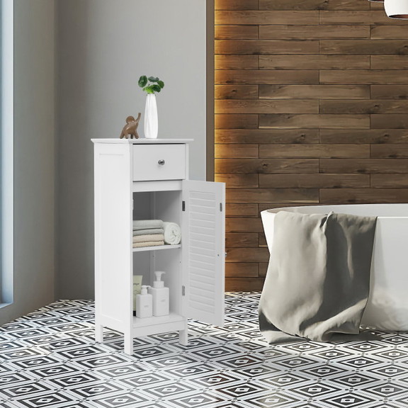 Costway 72615839 Woodern Bathroom Floor Storage Ca...