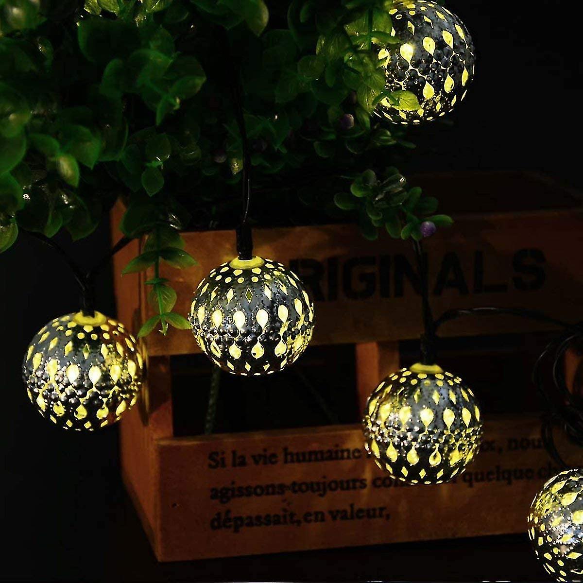 Silver Moroccan Orb String Lights， Waterproof 40led， With 8 Mode