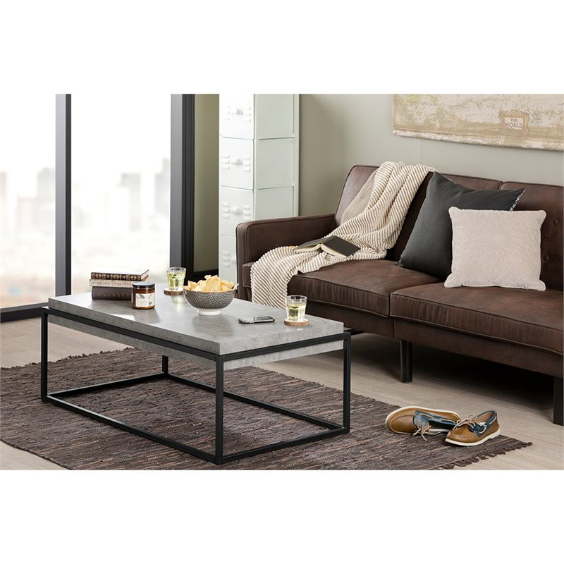 South Shore Mezzy 44 quotCoffee Table in Concrete Gray and Black   Industrial   Coffee Tables   by Homesquare  Houzz