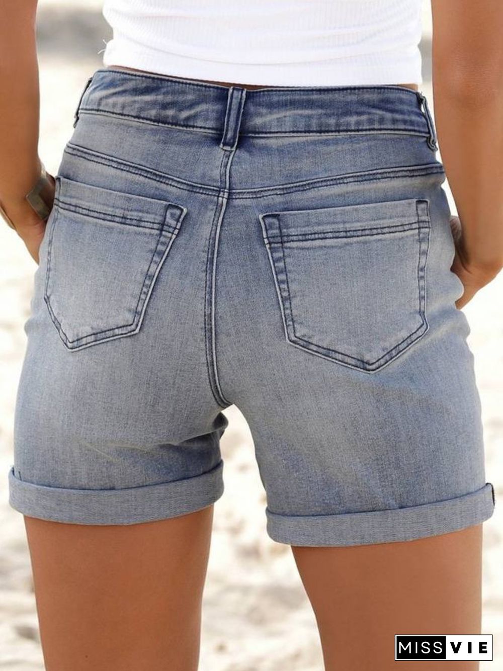 Casual Plus Size Denim Shorts