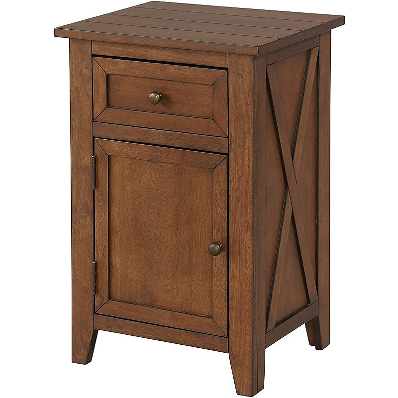 eHemco X-Side Wood Nightstand Side Table End Table with 1 Drawer and 1 Door Storage Cabinet