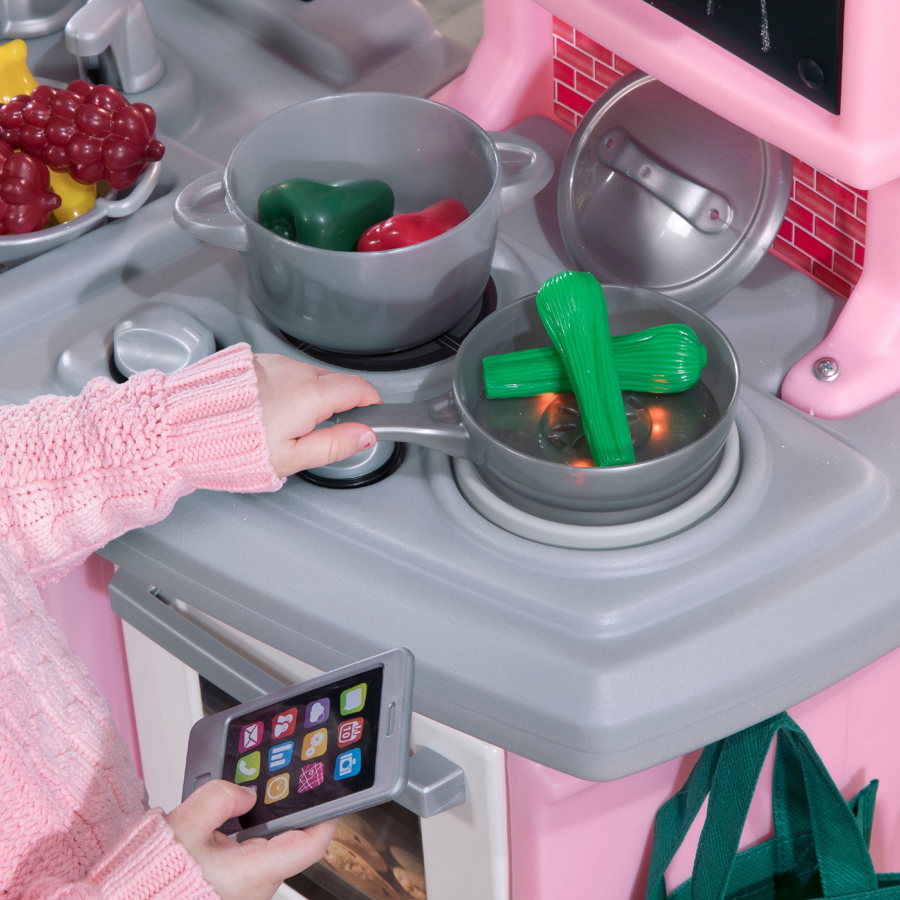 Step2 Great Gourmet Play Kitchen with Storage Bins and Accessory Play Set - Pink