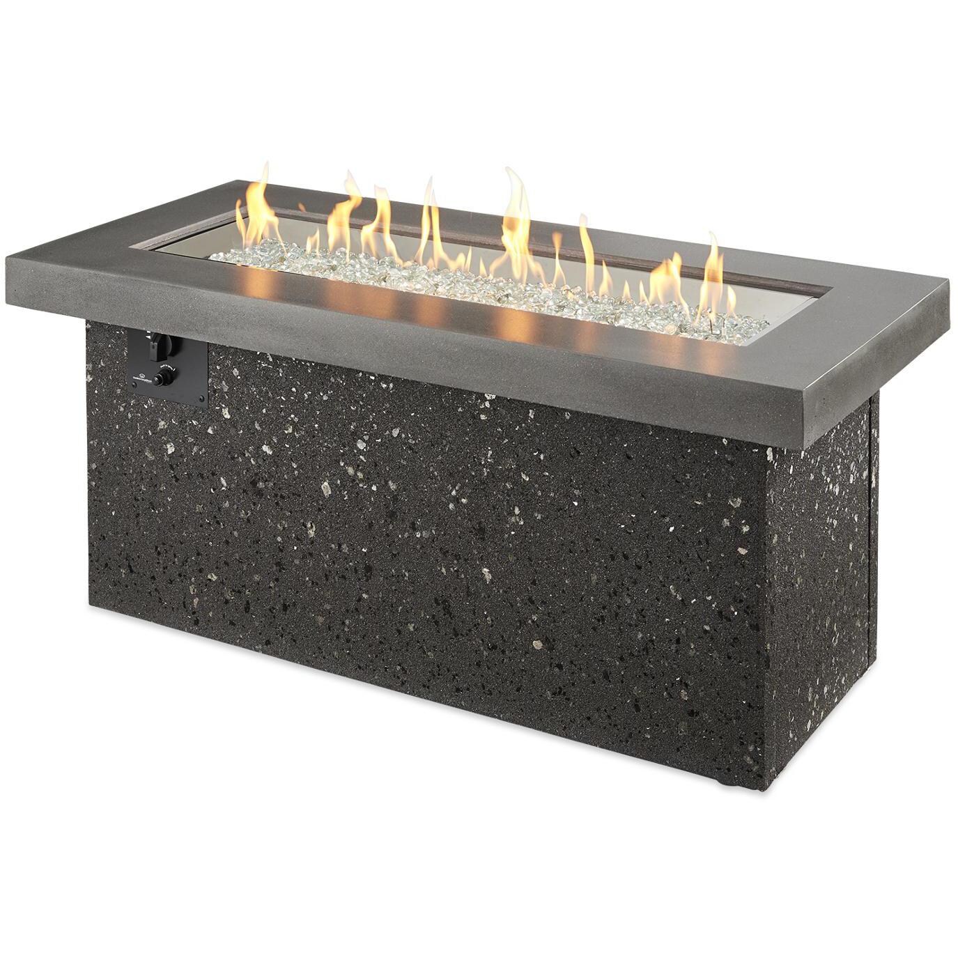 The Outdoor GreatRoom Company Key Largo 54-Inch Linear Propane Gas Fire Pit Table with 42-Inch Crystal Fire Burner