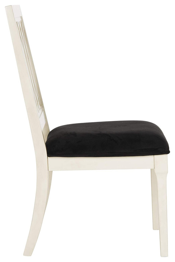 Set of 2 Dining Chair  Cushioned Velvet Seat With Geometric Back  Black/White   Transitional   Dining Chairs   by Declusia  Houzz