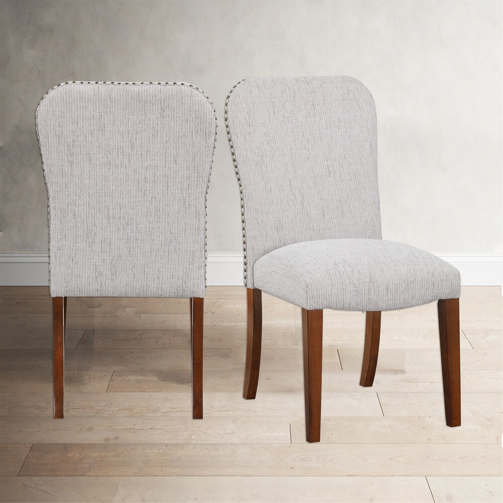 Sea Oat Dining Chair in Performance Fabric with Nail Heads   Set of 2