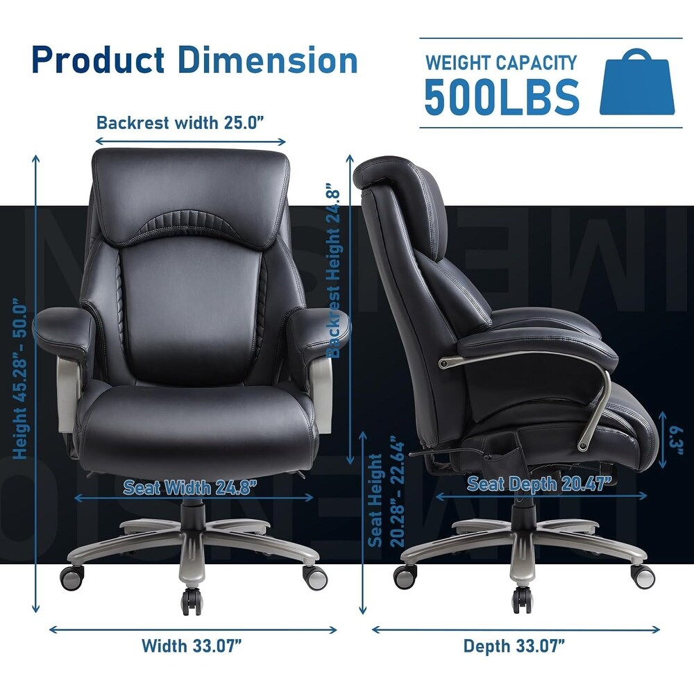 Big and Tall Office Chair 500lbs Heavy Duty Ergonomic Computer Chair with Extra Wide Seat  High Back Executive Large Desk Chair