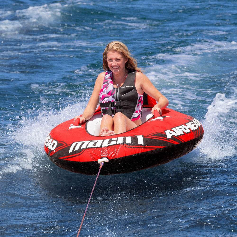 Airhead Mach 1 Inflatable Single Rider Towable Lake Ocean Water Tube Float， Red