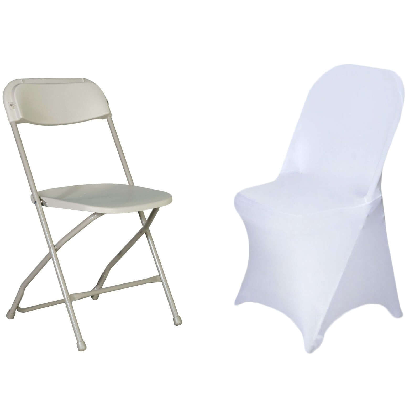 White Spandex Stretch Fitted Folding Slip On Chair Cover 160 GSM