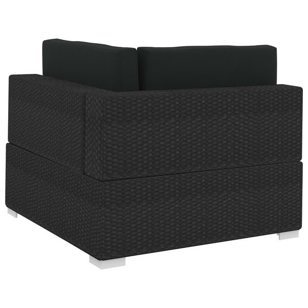 4 Piece Garden Sofa Set with Cushions Poly Rattan Black - Overstock - 35097638