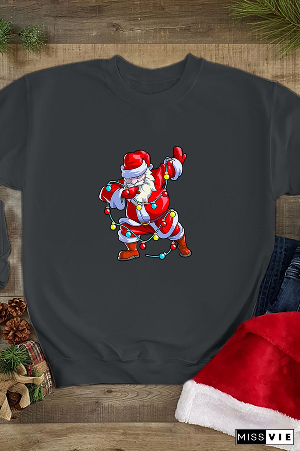 Dabbing Santa Claus With Christmas Lights Sweatshirt Wholesale