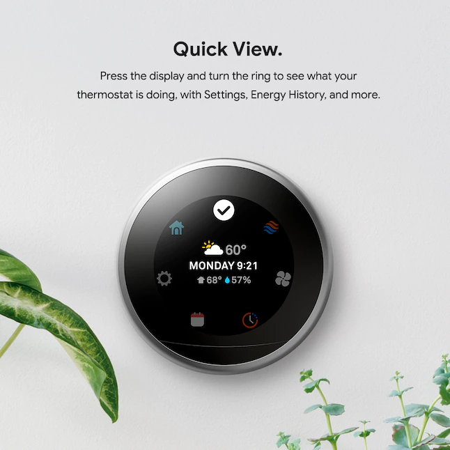 Google Nest Learning Smart Thermostat with WiFi Compatibility (3rd Generation) - Stainless Steel