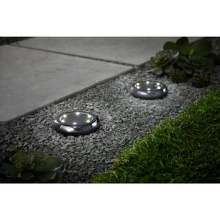 Hampton Bay Solar Black LED Disc Path Light Color Changing (4-Pack) D1000-12