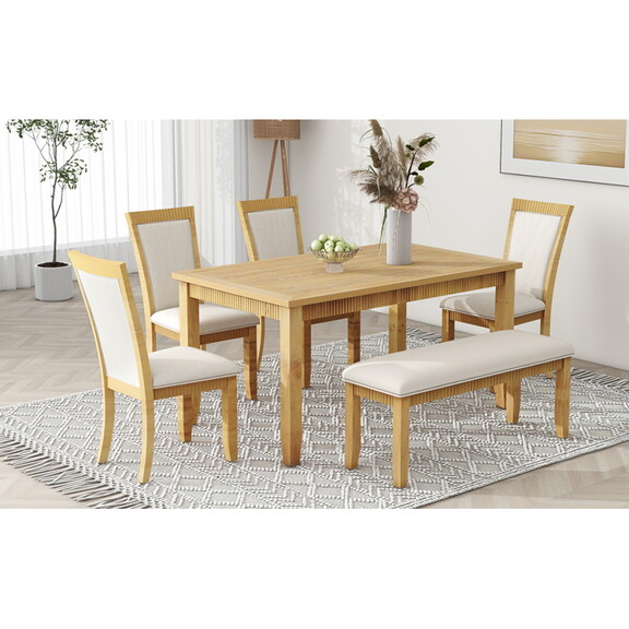 TOPMAX Rustic Solid Wood 6 piece Dining Table Set ...