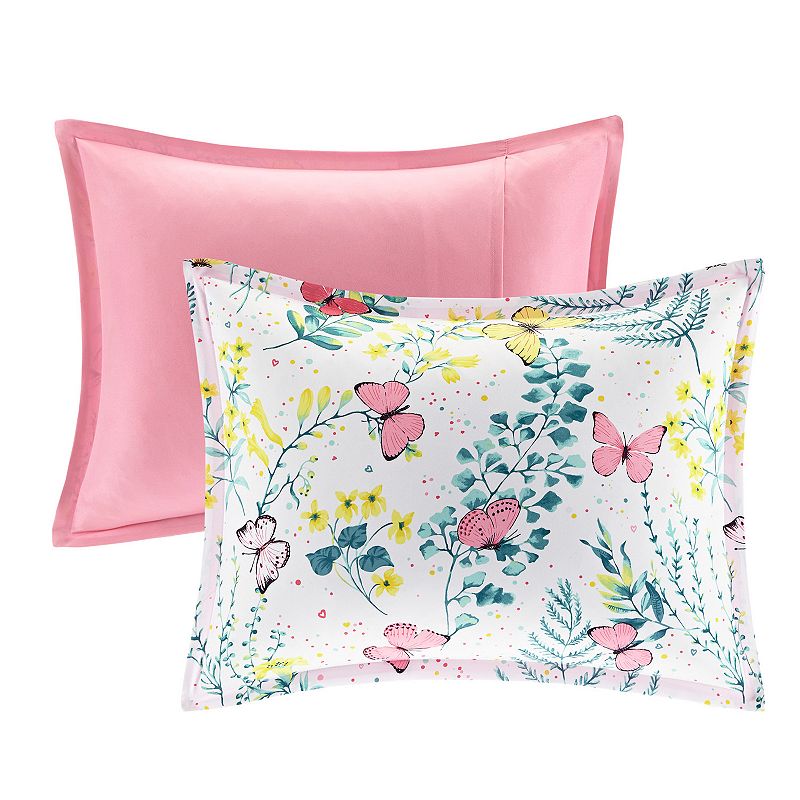 Mi Zone Kids Caroline Printed Butterfly Comforter Set and Throw Pillow