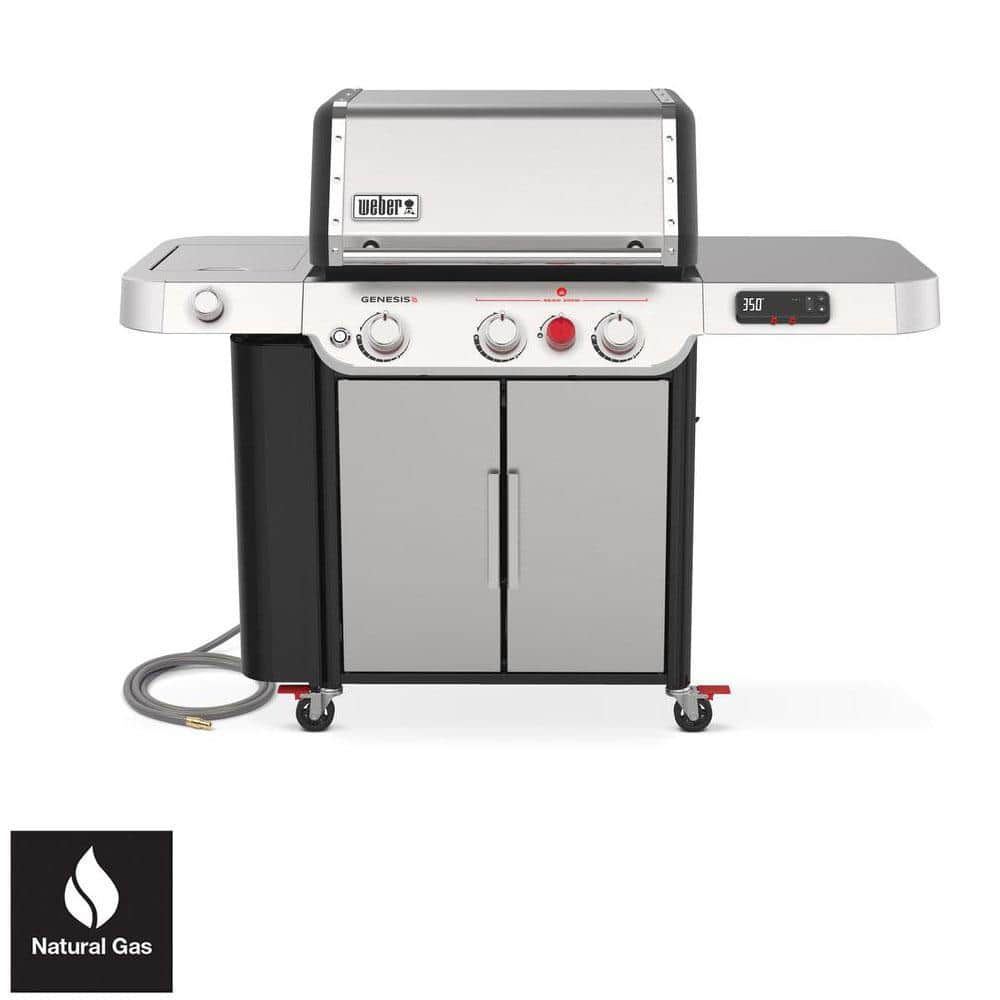 Weber Genesis Smart SX-335 3-Burner Natural Gas Grill in Stainless Steel with Side Burner 37600001