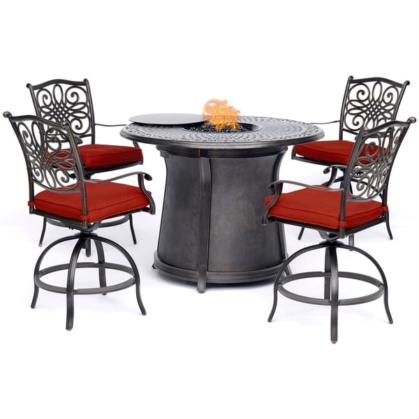 Hanover Traditions 5pc. Barheight Fire Pit Dining Set