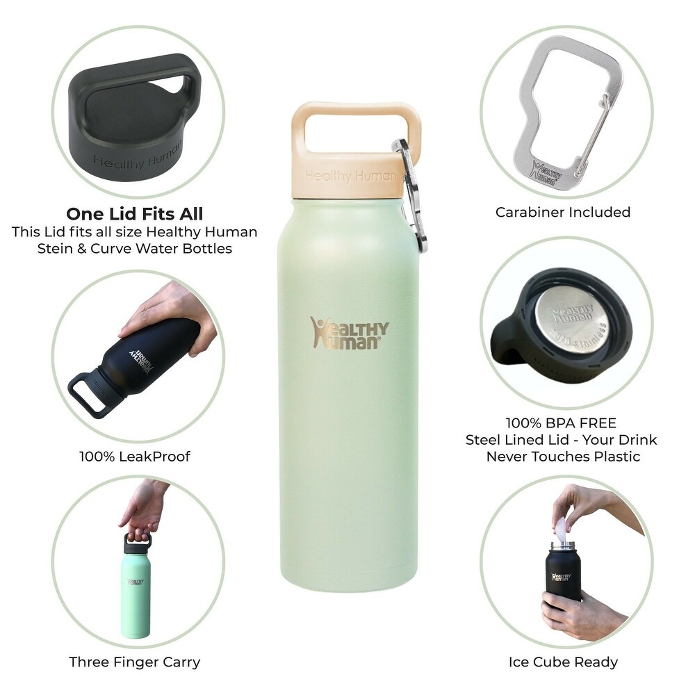 Healthy Human Stainless Steel Water Bottle (Peppermint  21 oz/ 621 ML)