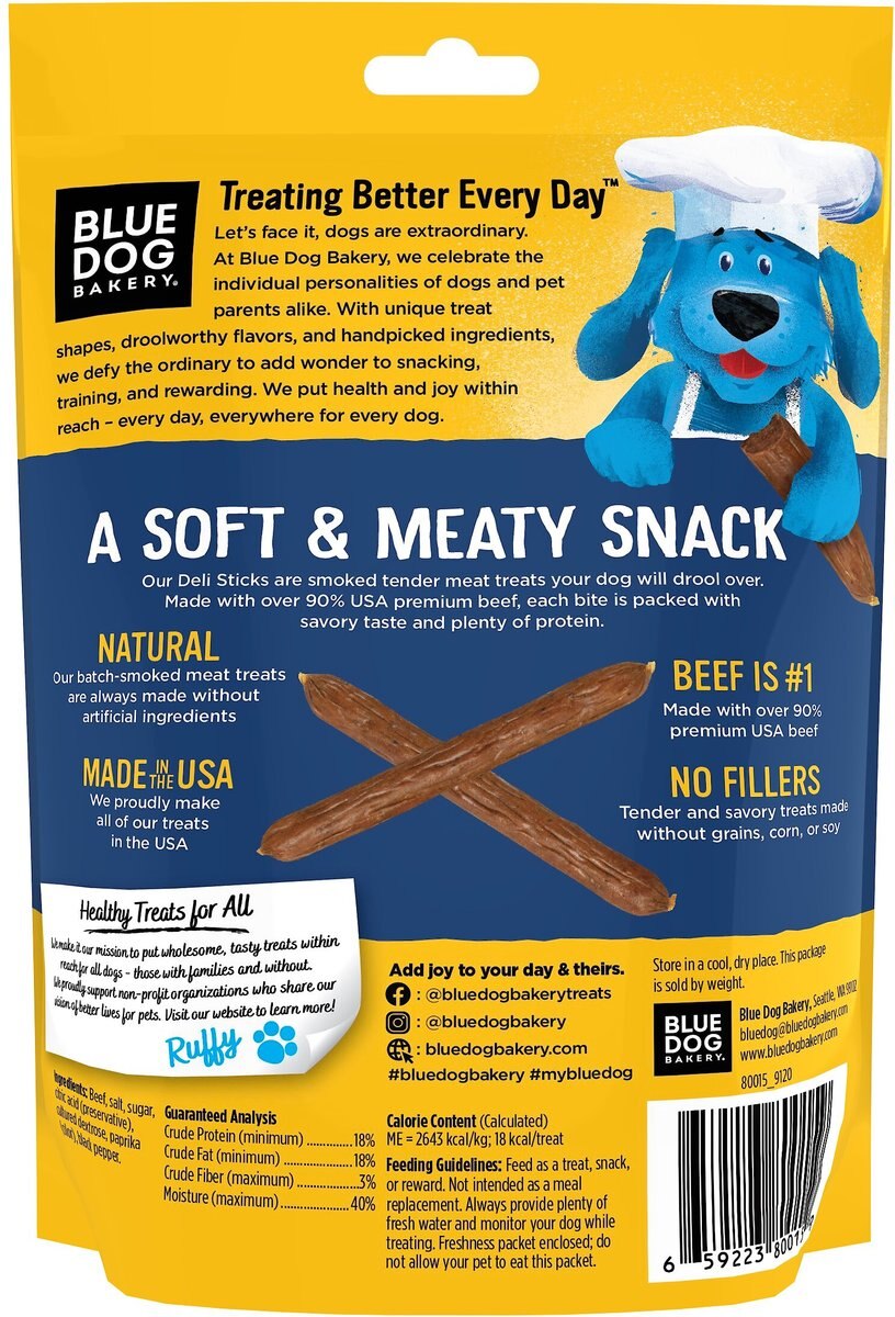 Blue Dog Bakery Premium Beef Deli Sticks Dog Treats