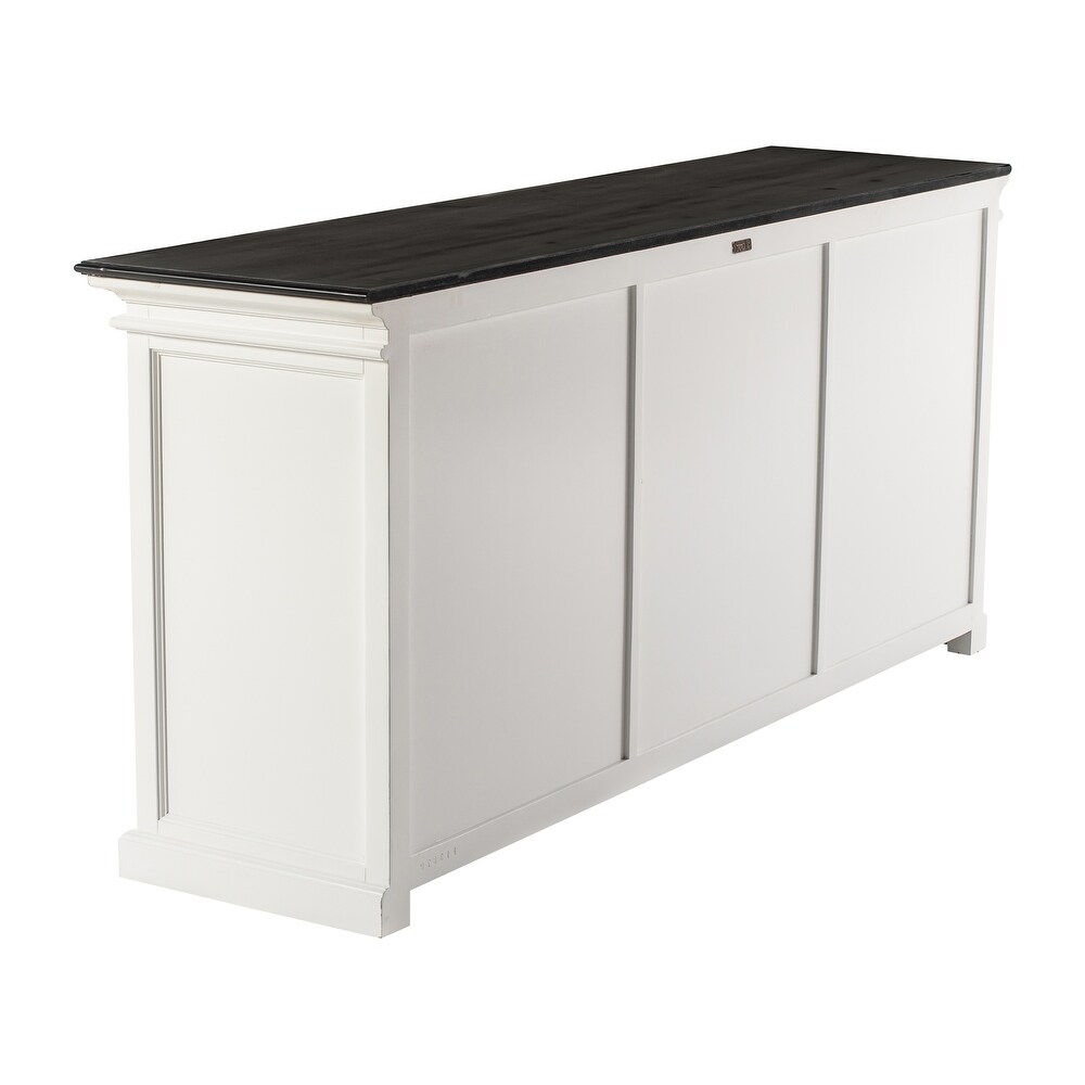 NovaSolo Halifax Contrast Farmhouse White   Black Buffet with 6 Glass Doors  Solid Mahogany Frame  78.74 x 19.69 x 35.43