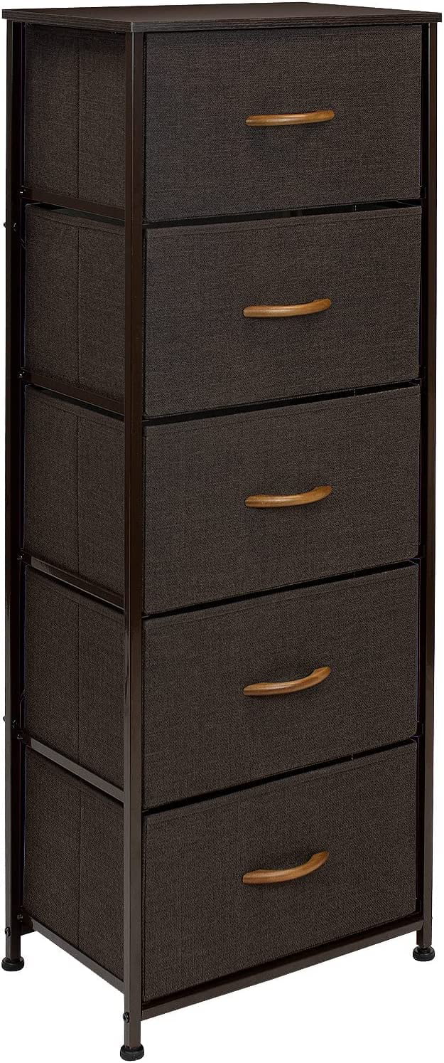 Sorbus Dresser Storage Tower, Organizer for Closet, Tall Dresser for Bedroom, Chest Drawer for Clothes, home office, Living Room, College Dorm, Steel Frame, Wood Top, Fabric, 5 Drawers