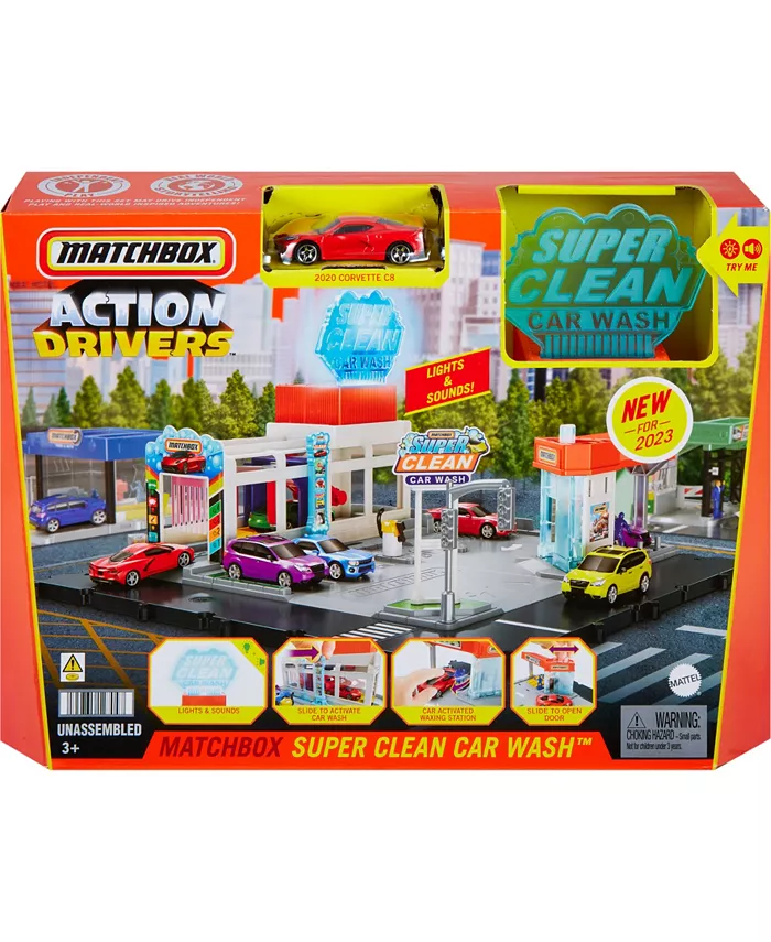 Matchbox Cars Playsets  Super Clean Carwash with 1 Matchbox Car