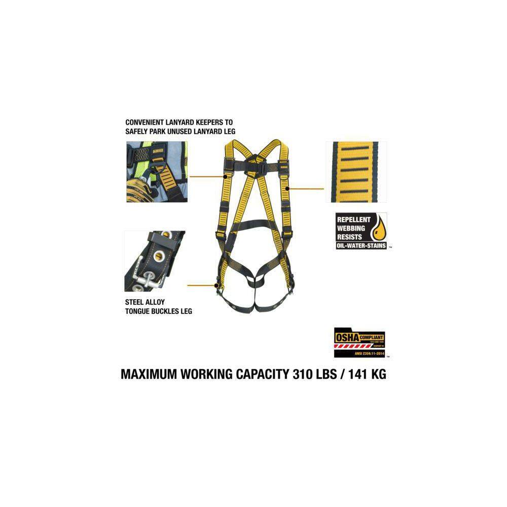 DW 5-Point Fall Protection Harness with Pass-Thru Chest and Leg Buckles DXFP512001