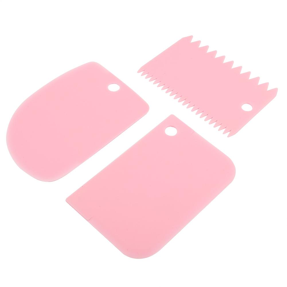 3pcs Baking Scrapers Cream Spatulas Pastry Tools Soft Pastry Scraper Kitchen (pink)