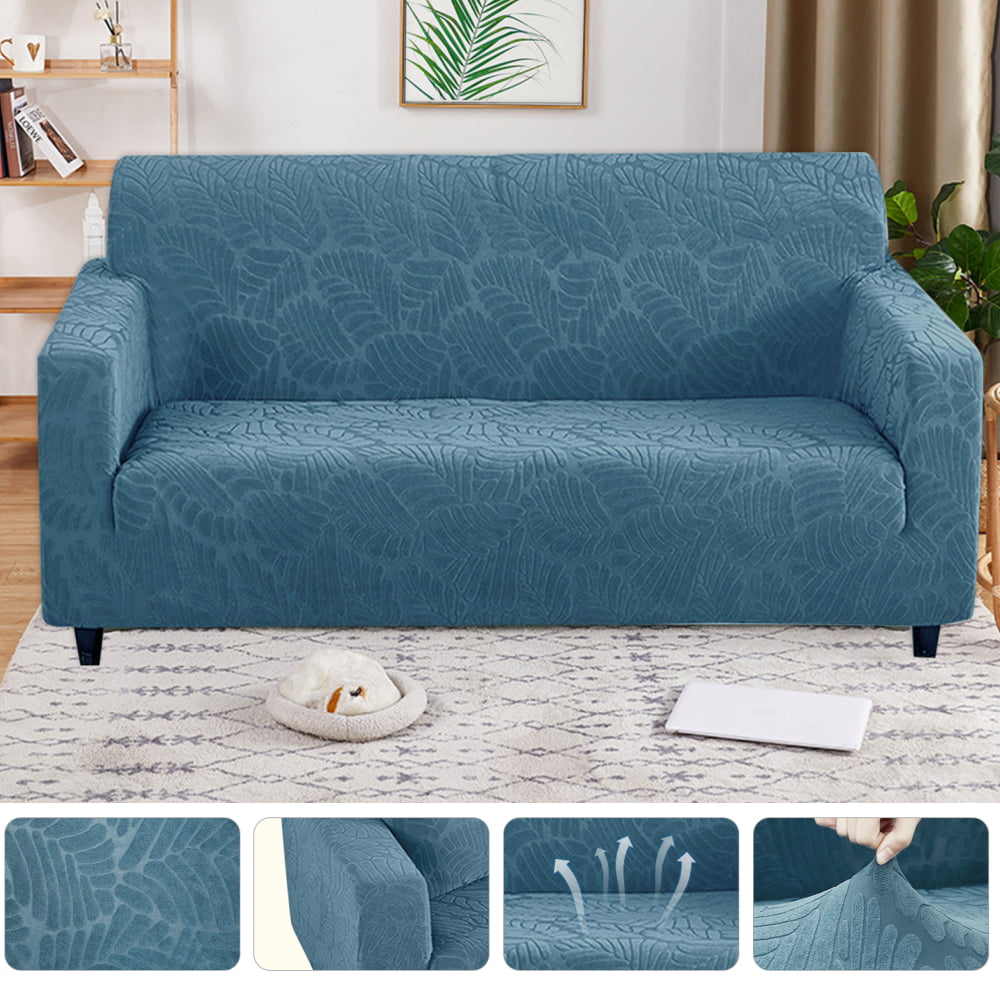 Oversize Couch Cover with Pillowcase & Foam, Slipcovers for Sofas Stretch Jacquard for 3 Seater Sofa,Loveseat Cover Chair Covers for Drawing/Living Room for Kids, Pets(3 Seater,Blue)