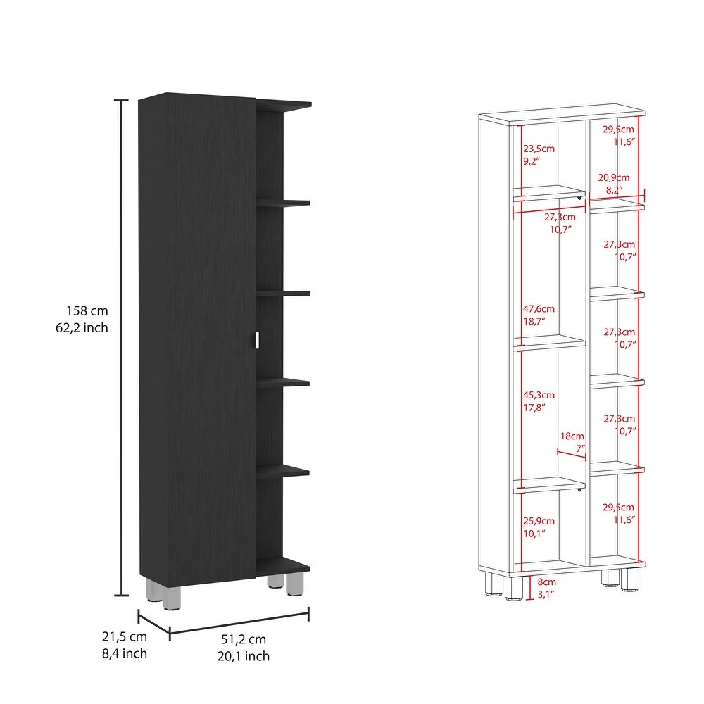 Corner Cabinet  Five Open Shelves  Single Door