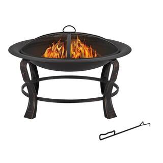 StyleWell Ashcraft 30 in. Outdoor Steel Wood Burning Black Fire Pit FT-01C