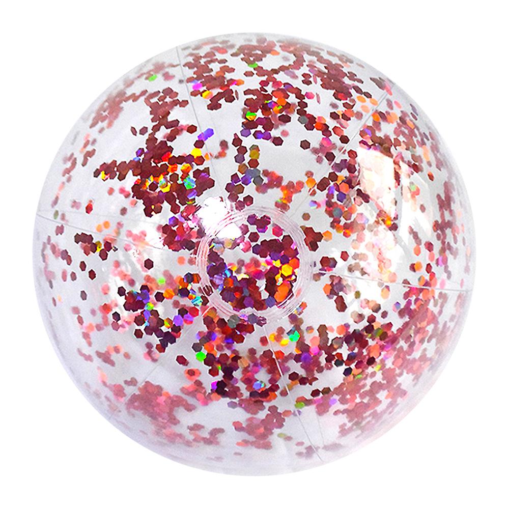 40cm/16inch Beach Ball Transparent Inflatable Swimming Pool Toy Ball With Beautiful Confetti Sequins For Summer Party Water Park Rose Gold