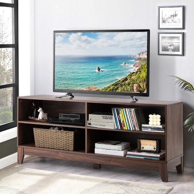 Costway 58 x27 x27 Modern Wood Tv Stand Console Storage Entertainment Media Center Walnut Black