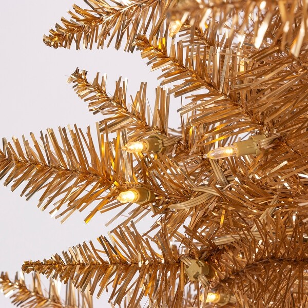 Luxurious 7.5 Foot Gold Tuscany Tinsel Tree with Instant Connect Technology